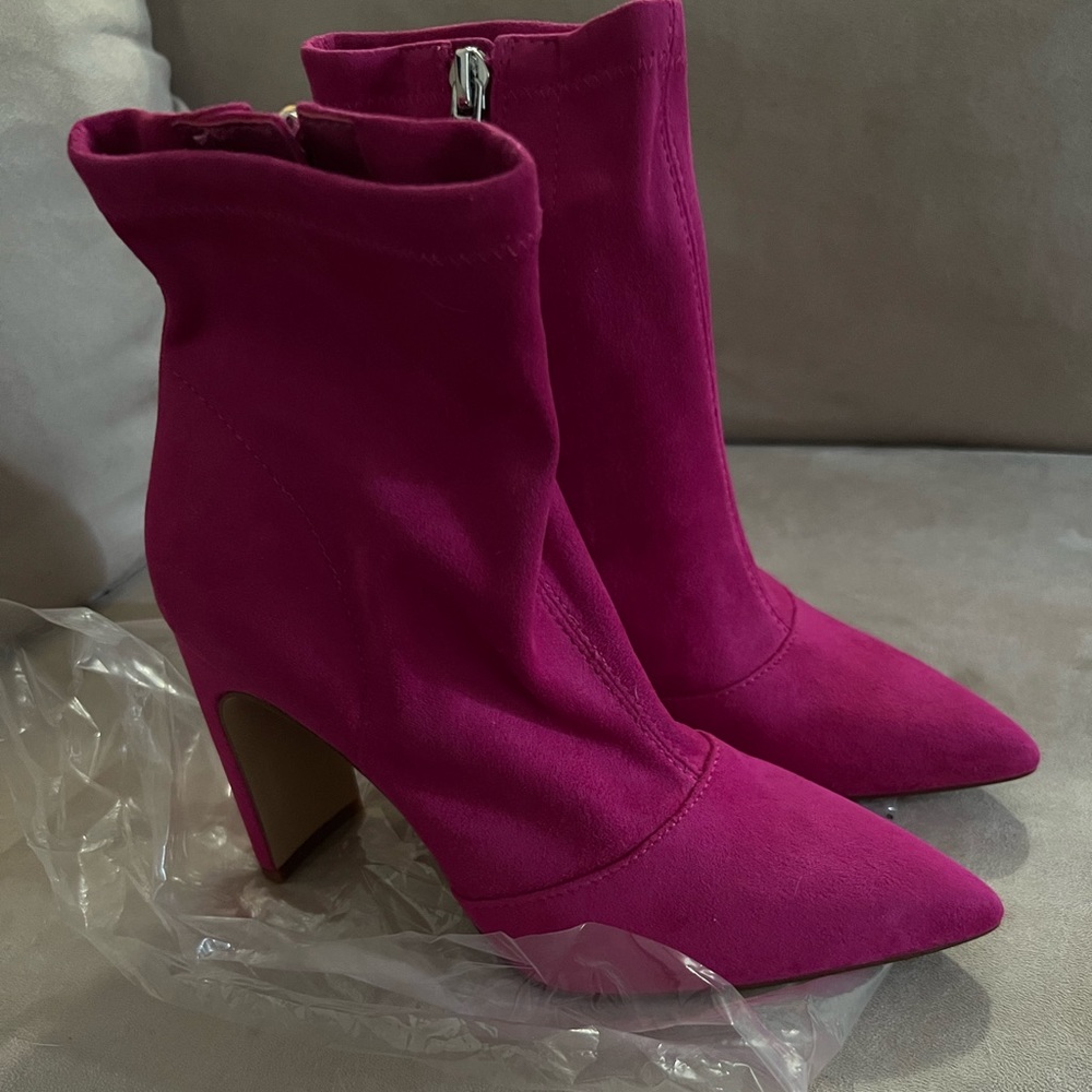 Hot pink stretch booties